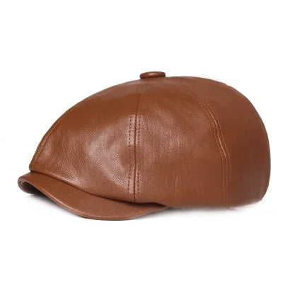 Retro Octagonal Leather Hat