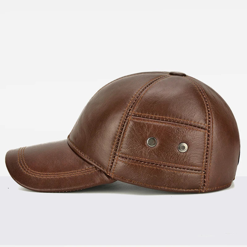 Winter Warm  Leather Cap