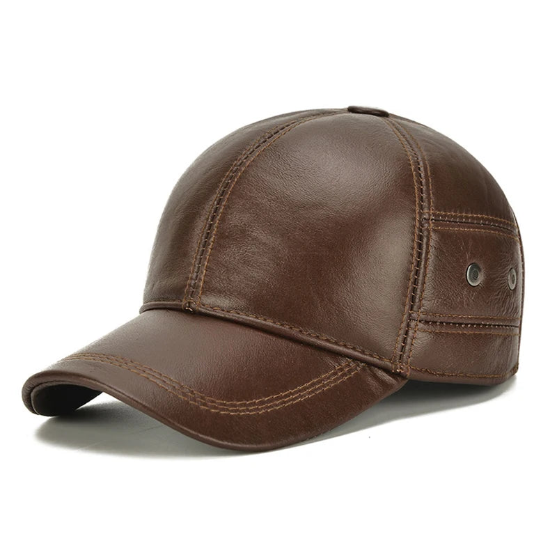 Winter Warm  Leather Cap