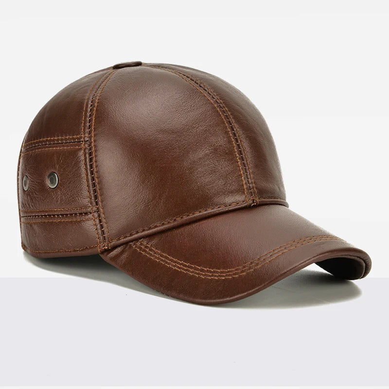 Winter Warm  Leather Cap