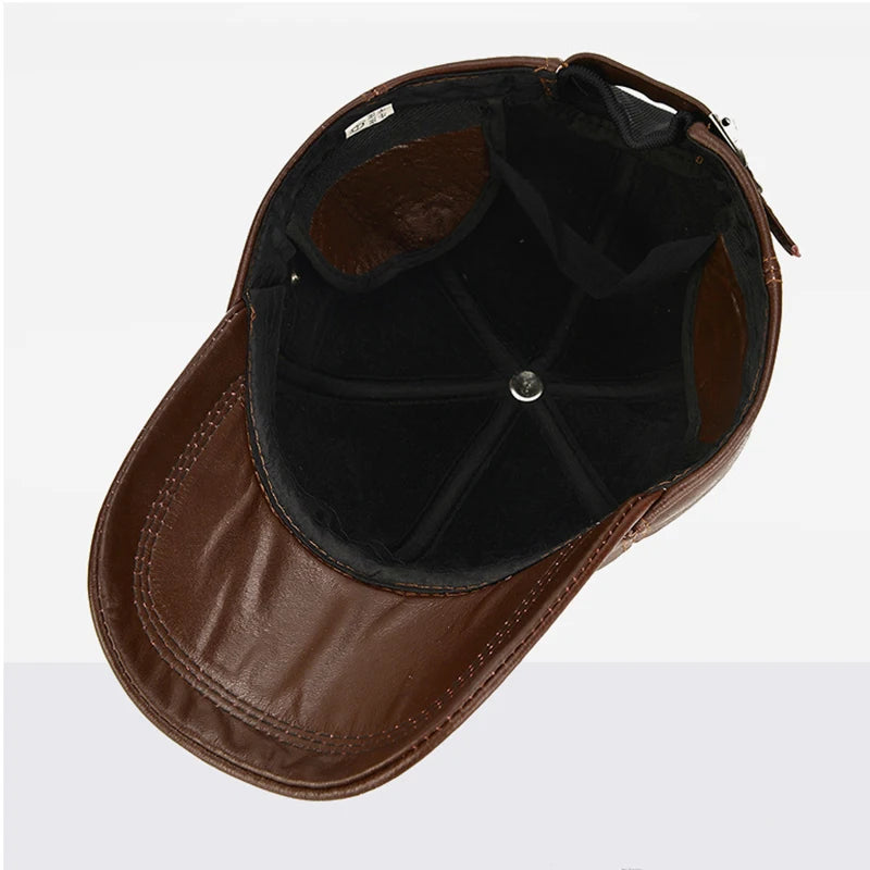 Winter Warm  Leather Cap