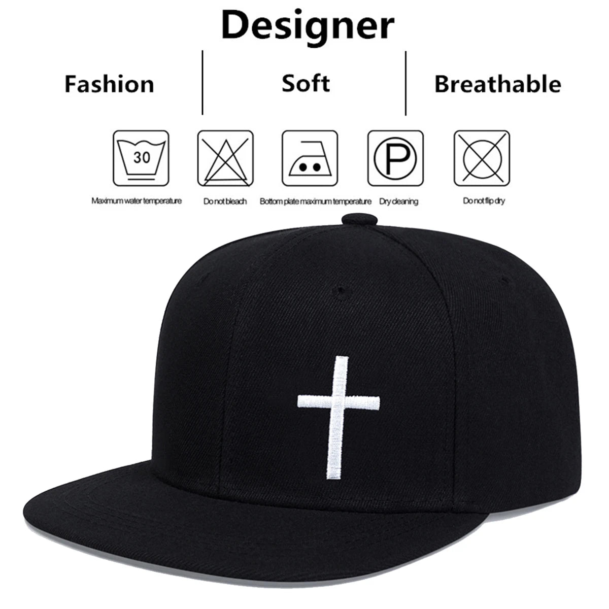 Cross Embroidery Hip-hop Cap